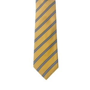 John G. Hardy of London Men’s Silk Yellow Blue White Stripe Weave Woven Tie